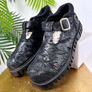 Womens Vintage 90s Grunge Black Preppy Dark Academia Chunky Mary Jane Shoes / 6
